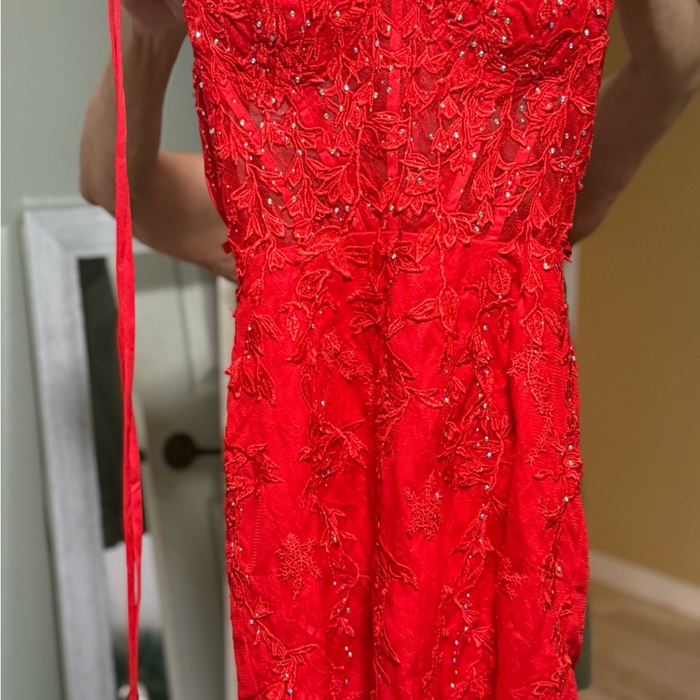 Elegant Red Lace Dress